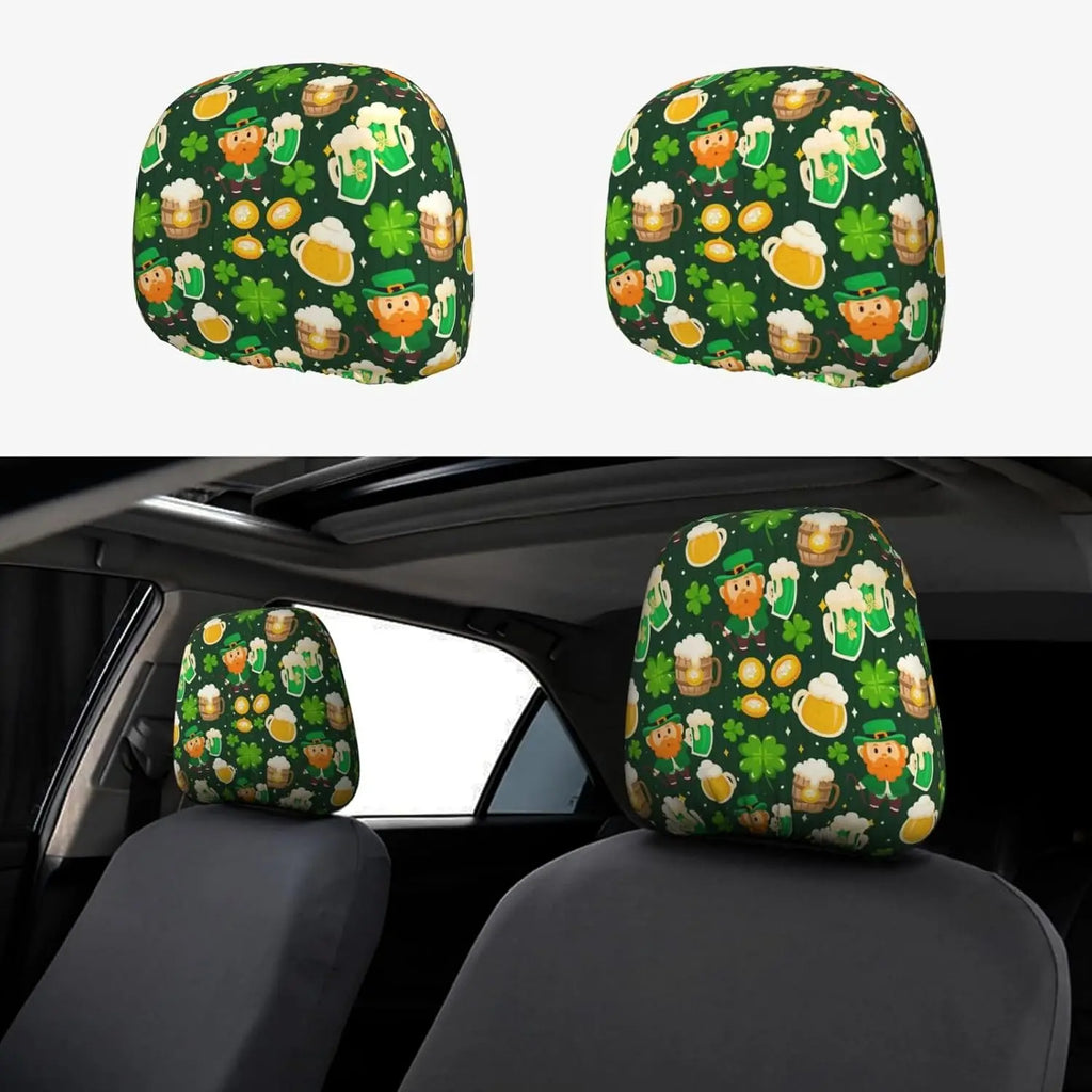 St. Patrick's Day Car Headrest Covers – 2-Pack Universal Car Headrest Covers HIP