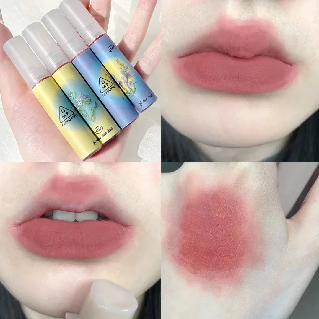 Rose Pink Matte Lip Glaze Velvet Liquid Lipstick Pigment Lasting Water Proof Lip Gloss Cosmetics Sexy Red Lip Tint Makeup Korean HIP 955
