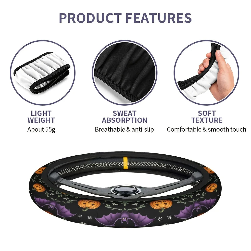 Halloween Pumpkin Bat Steering Wheel Cover – All Seasons Steering Wheel Cover HIP
