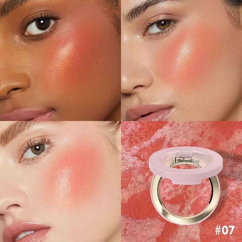 Baked Marble Blusher Long-Wearing Smooth Pressed Powder Blush Highlighter 8Color Lightweight Face Brighten Shimmer Rouge Palette HIP 07