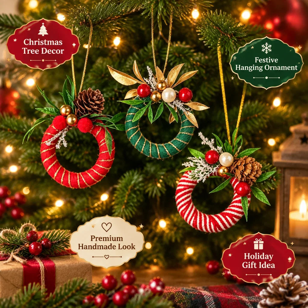 With Bell Merry Christmas Wreath Pendant Car Door Hanging Decoration Xmas Party Christmas Tree Decor Accessories HIP