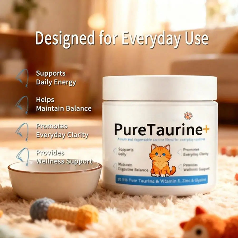 Pure Taurine Powder For Cats And Dogs Digestive Health Heart Eye Support Daily Wellness Supplement Vitamin E Zinc Glycine HIP