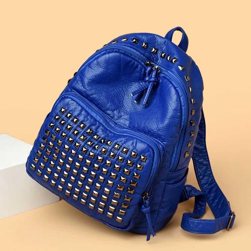 Luxury Rivet Punk PU Leather Backpack – Unisex Large Capacity PU Leather Backpack HIP