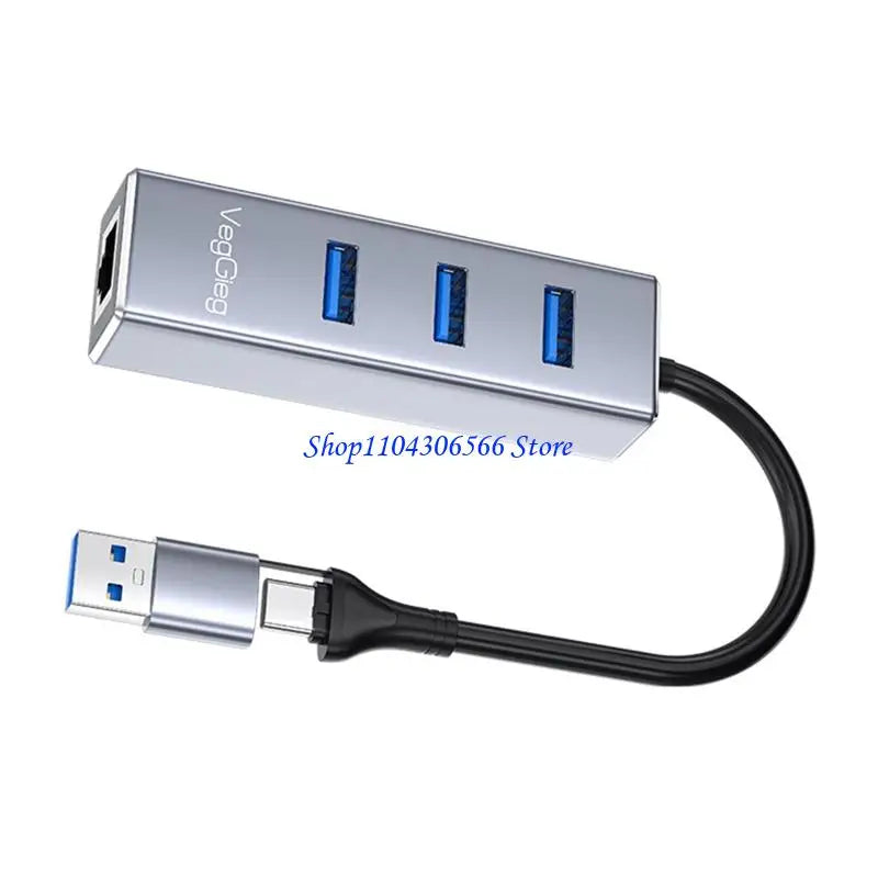 USB-C & USB-A to RJ45 Gigabit Ethernet Adapter Hub Ethernet Adapter Hub HIP