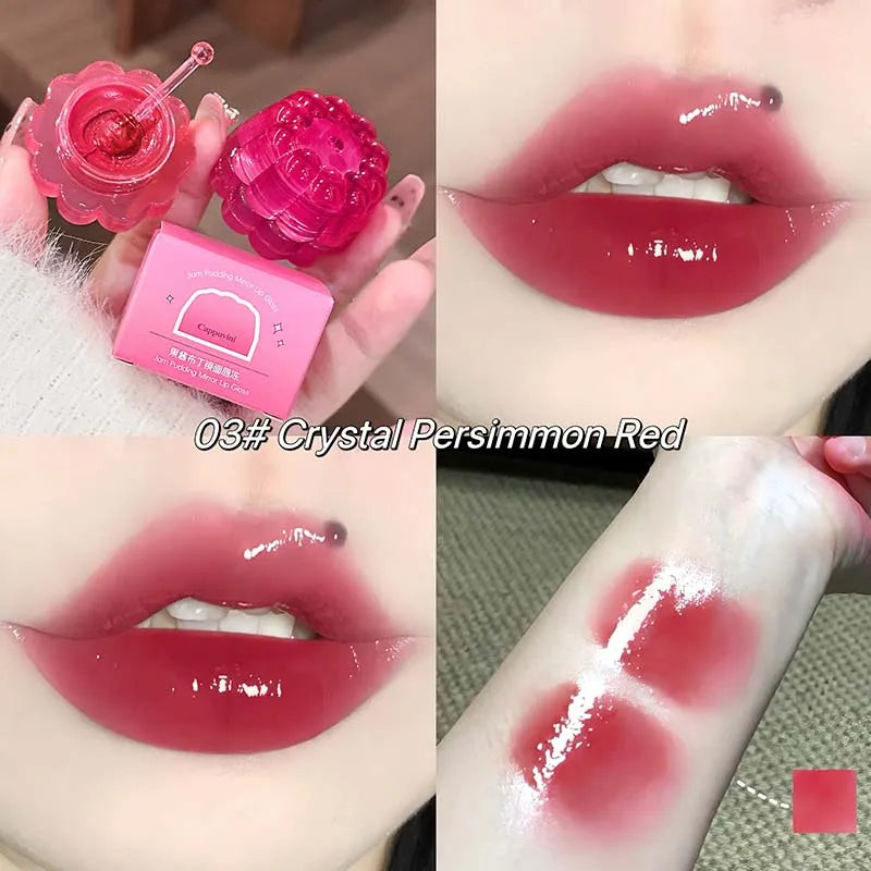 Jam Pudding Canned Lip Gloss Moisturizing Lasting Non-stick Cup Purple Watery Colored Lip Balm Long-lasting and Tender Lip Balm HIP 03
