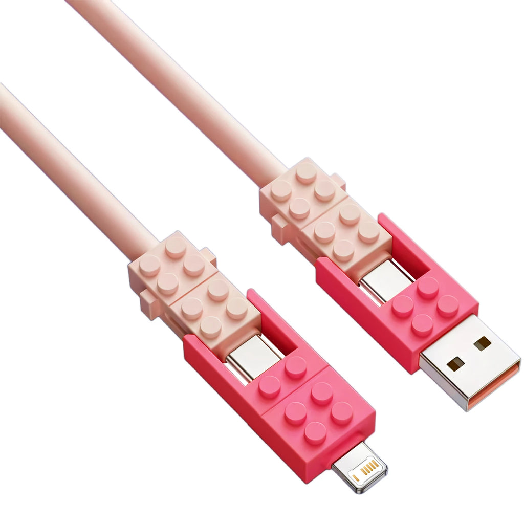 2-in-1 Fast Charge Cable USB-C to C & Lightning | Fireurus USB Charging Cable HIP Pink