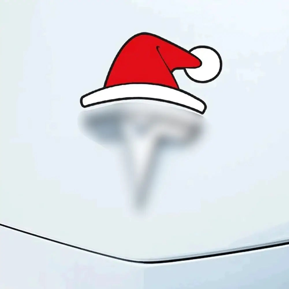 1/3/5PCS For Tesla Y Juniper Car Creative Christmas Hat Sticker Glass Window Christmas Santa Decoration for Tesla Accessories HIP