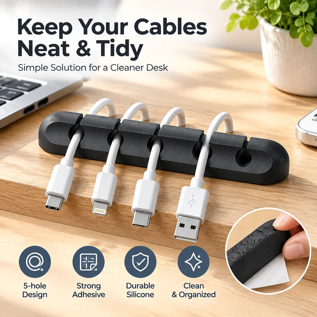 Self Adhesive Wire Management Clips Silicone Cable Cord Organizer USB Cable Winder for Mouse Keyboard Headset Car Phone HIP