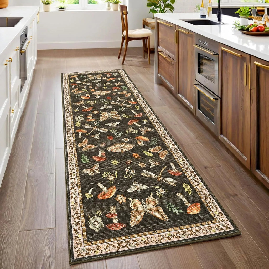 Insect Print Hallway Runner Rug – Non-Slip & Washable Hallway Runner Rug HIP