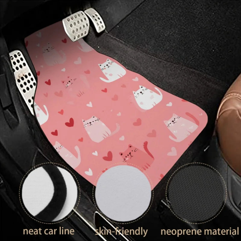 4-Piece Pink Love Car Floor Mats – Non-Slip All-Weather Set Car Floor Mats HIP