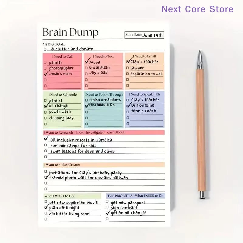 A5 Brain Dump Notebook – Undated To-Do List & Task Planner Planning Notebook HIP