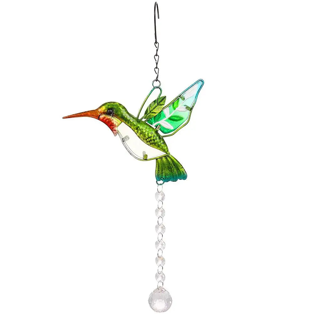 Window Hanging Hummingbird Suncatcher Crystal Window Bird Panel Garden Decoration Gift for Bird Lovers HIP green