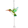 Window Hanging Hummingbird Suncatcher Crystal Window Bird Panel Garden Decoration Gift for Bird Lovers HIP green