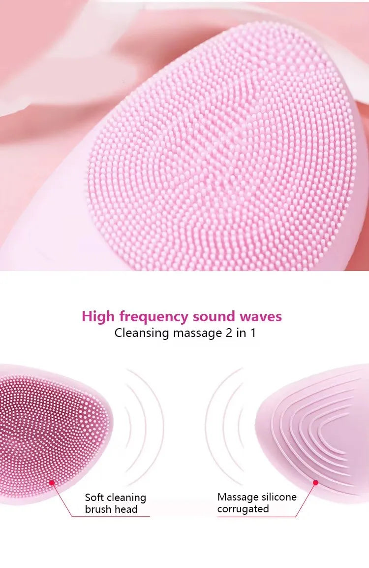Silicone Electric Face Cleansing Brush – Ultrasonic Vibration Facial Cleansing Brush HIP