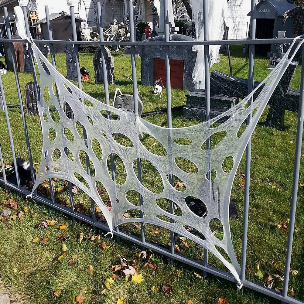 1Set 2/4m Halloween Decorations Outdoor Spider Web Giant Stretchy Netting Spider Webbing Ripped Cobweb Haunted House Prop Decor HIP