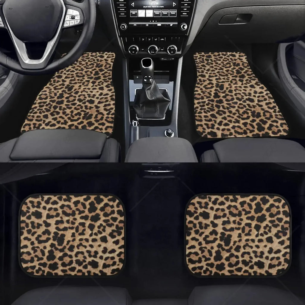 Leopard Print Car Floor Mats – 4-Piece All-Weather Universal Set Car Floor Mats HIP