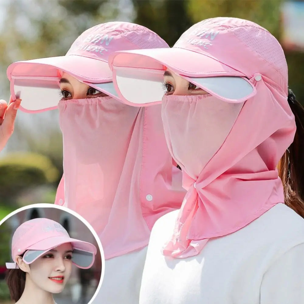 Women's UV Ice Silk Full Face Sun Cap – Breathable Outdoor Hat UV Protection Sun Hat HIP