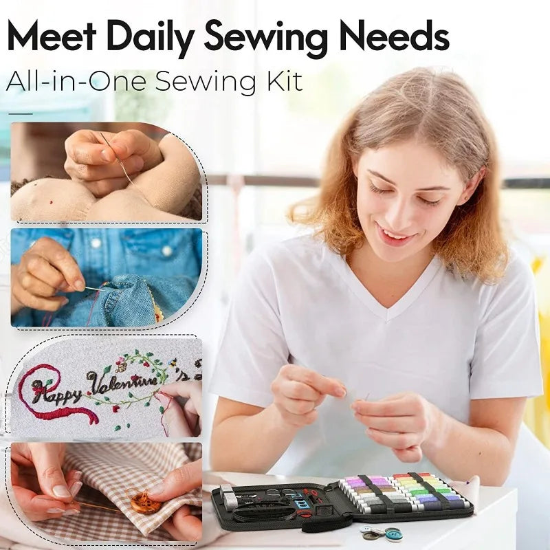 Complete Sewing Kit – Threads, Needles, Scissors & More Sewing Kit Set HIP