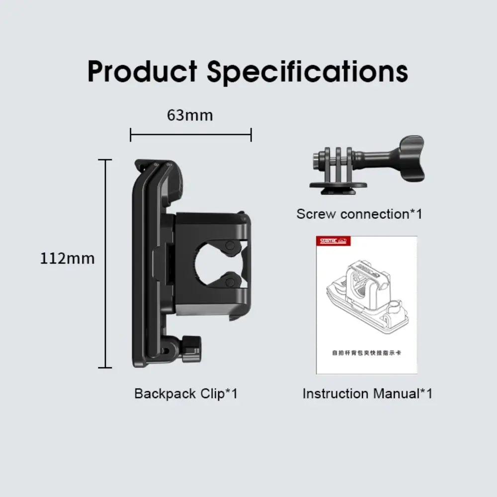2-in-1 Quick Release Selfie Stick & Backpack Camera Holder Camera Mount Clip HIP