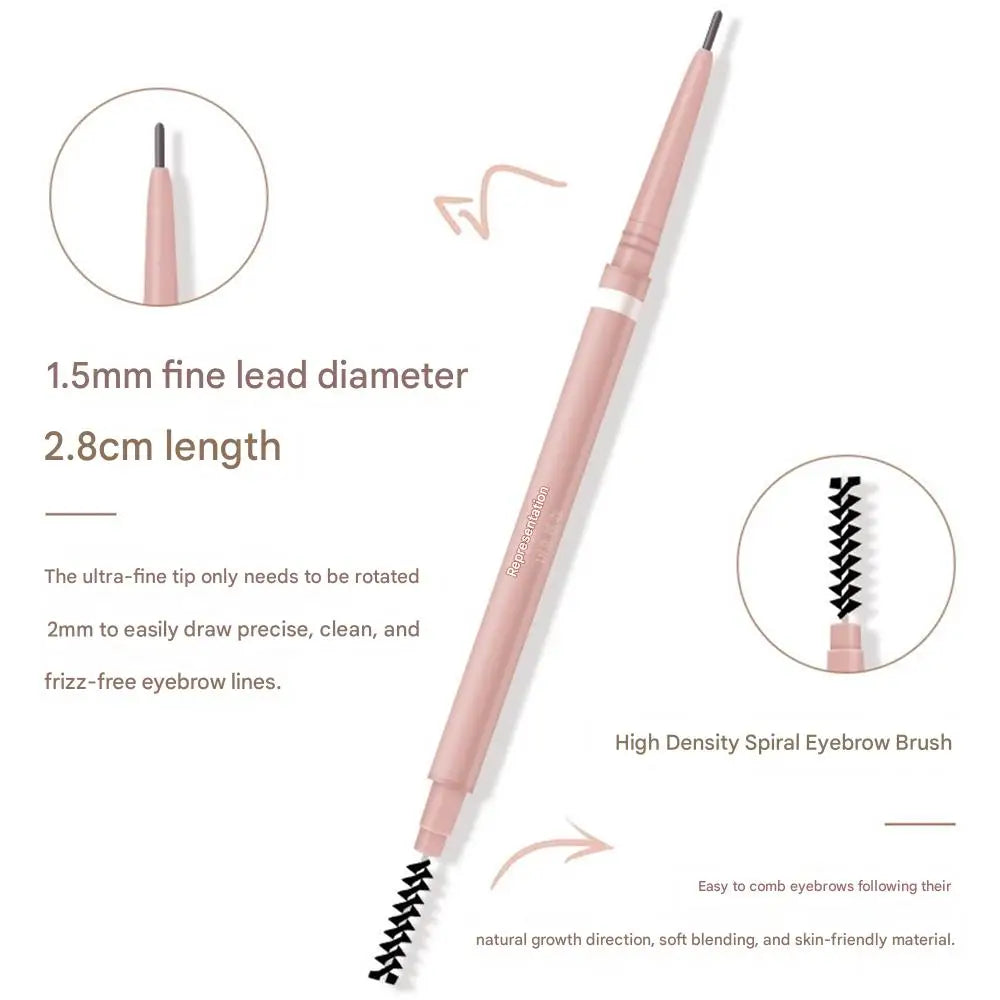 Waterproof Double-Ended Eyebrow Pencil With Brush 1.5mm Ultra Fine Eye Brow Pencil Combined Sweat-proof Lasting Eye Makeup HIP