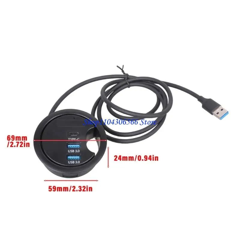 3-Port USB Hub – 2x USB 3.0 & Type-C Desktop Adapter USB Hub Adapter HIP