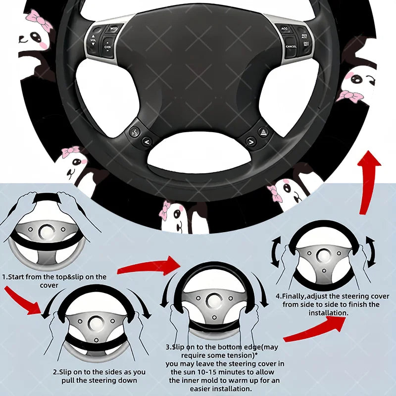 Panda Bow Steering Wheel Cover – Universal Fit Cars SUVs Trucks Steering Wheel Cover HIP