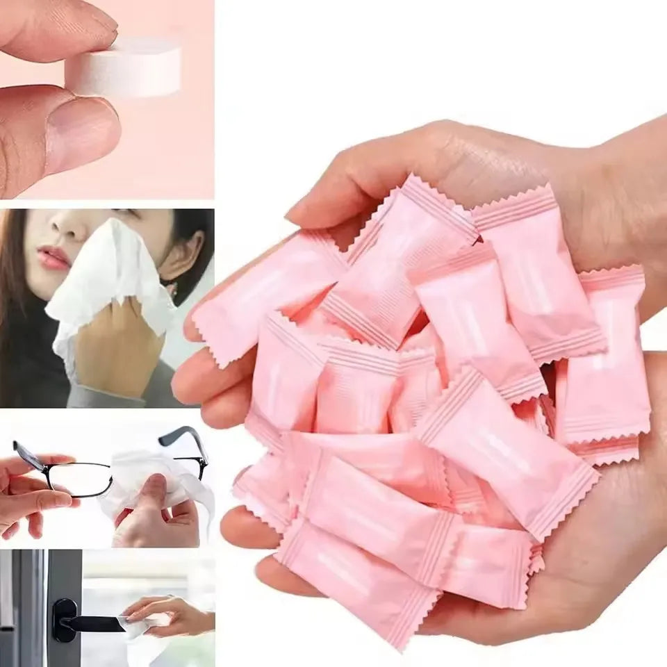 100-Pack Compressed Coin Towels – Portable Cotton Face Towels Compressed Travel Towels HIP