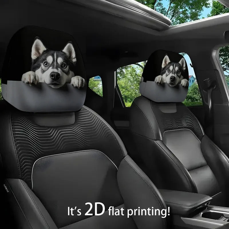 2-Pack Husky Dog Print Car Headrest Covers – SUV & Truck Car Headrest Cover HIP