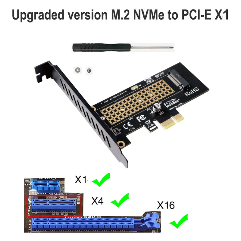 M.2 NVMe to PCIe X4 Adapter Card – 64Gbps, PCIe 4.0 PCIe SSD Adapter Card HIP Upgrade PCIE X1 SK1