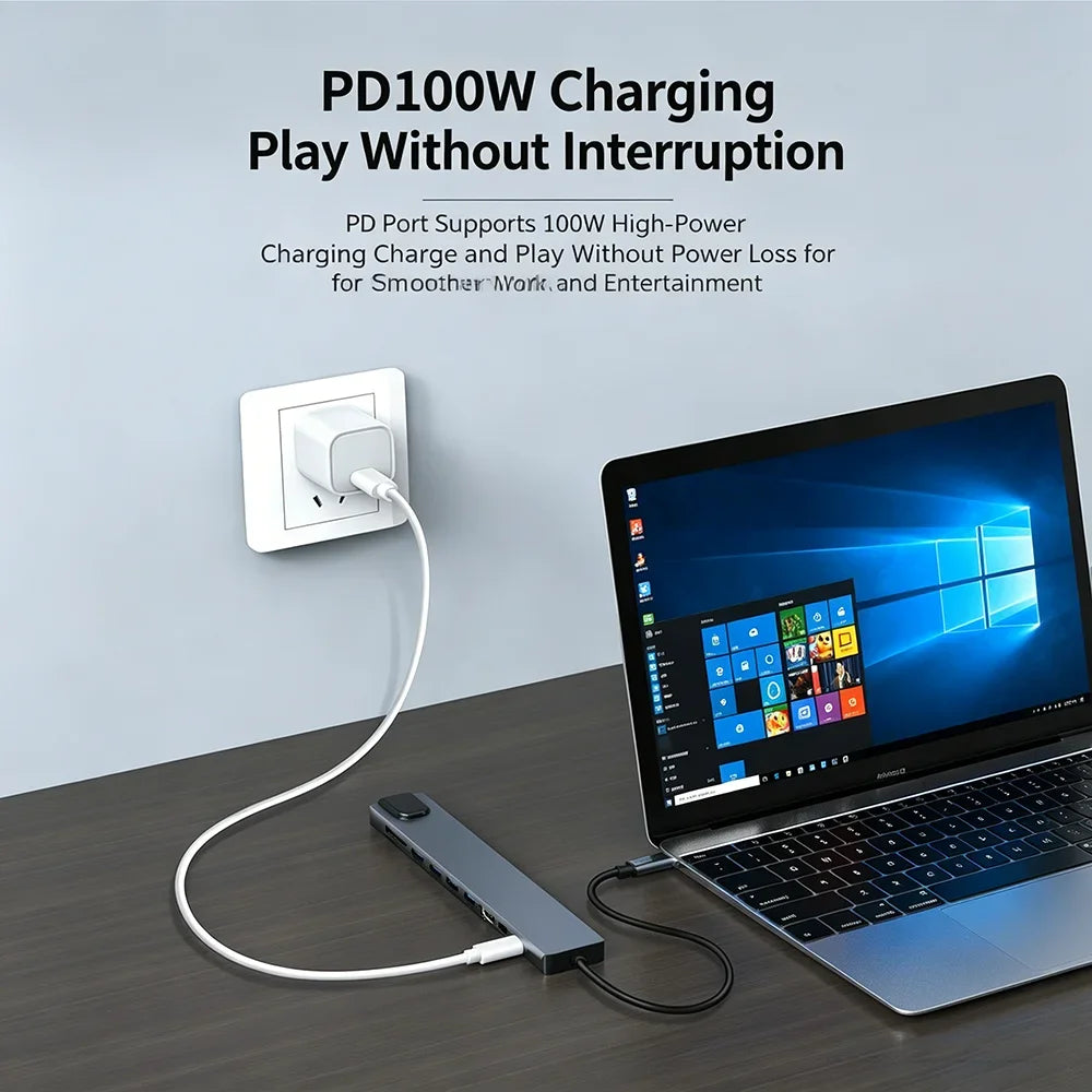 KEBIDUMEI 10-in-1 USB-C Hub – 4K HDMI, 100W PD, Ethernet USB-C Docking Station HIP