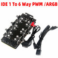 6-Port PWM Fan Hub RGB Splitter – IDE 4-Pin, 60cm Cord PC Fan Hub Controller HIP Default Title