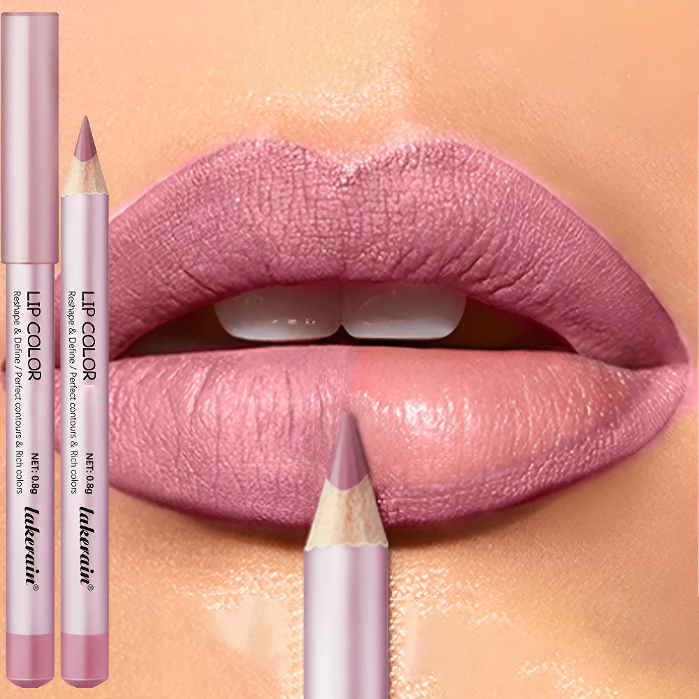 1/4Pc Mini Waterproof Matte Lipliner Pencil Pink Brown Contour Tint Lipstick Lasting Non-stick Cup Moisturising Lips Makeup Kit HIP 01-1Pc