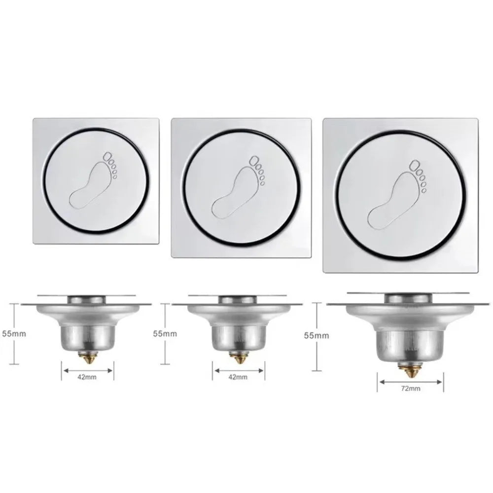 Square Pop-Up Floor Drain | Stainless Steel & Anti-Odor Shower Floor Drain HIP