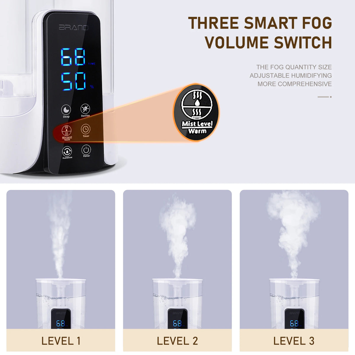 Bedroom Humidifier Large Humidifier Warm Cool Mist Humidifier 6L Large Capacity Quiet Bedroom Air Humidifier for Home Room White HIP