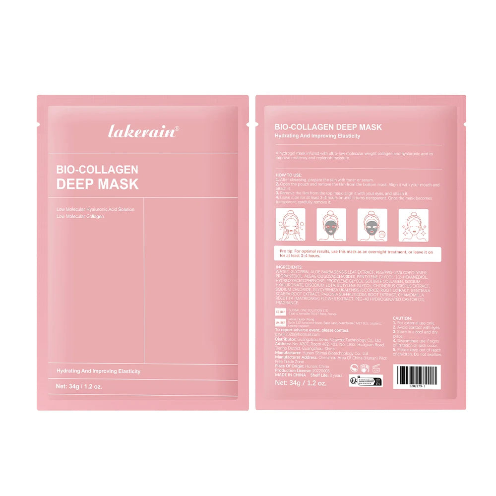 Bio-Collagen Real Deep Mask Supplement Collagen Hydrating Overnight Hydrogel Mask Elasticity Improvement Pore Minimizing Firming HIP 2pcs