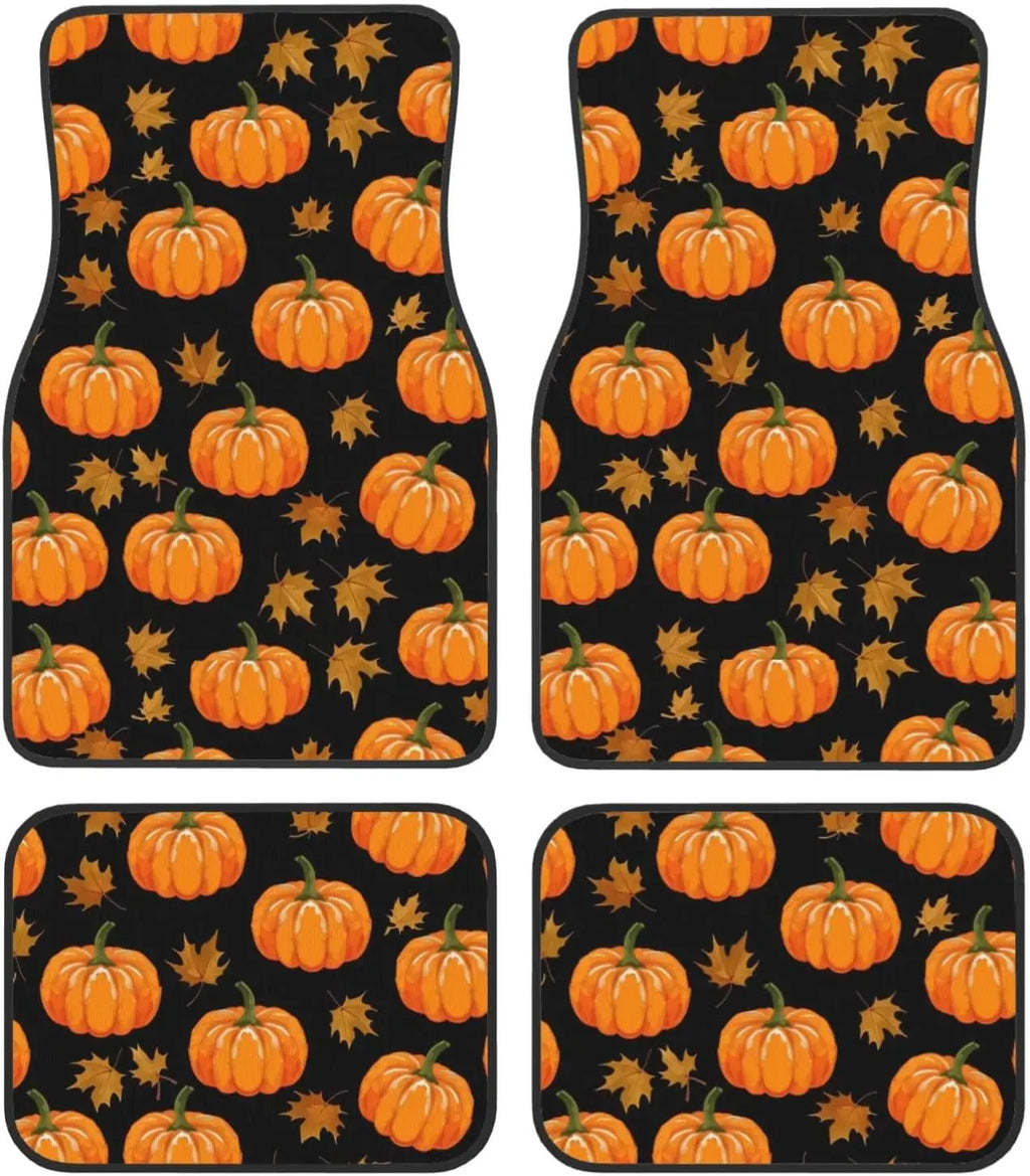 Maple Leaf Orange Car Floor Mats – 4-Piece All-Weather Set Car Floor Mats HIP black