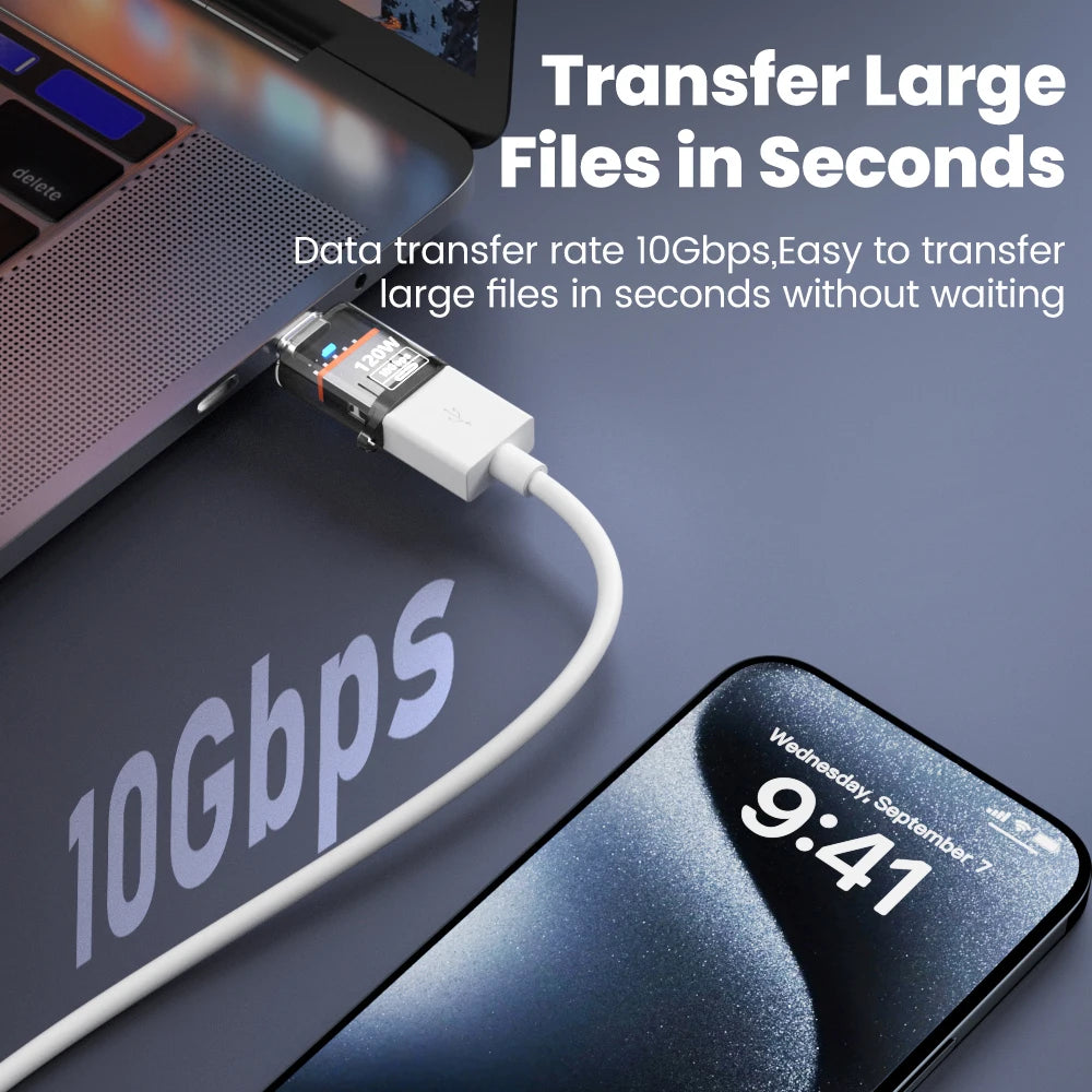 USB-C to USB 3.2 Adapter – 120W & 10Gbps Fast Transfer USB-C Adapter HIP