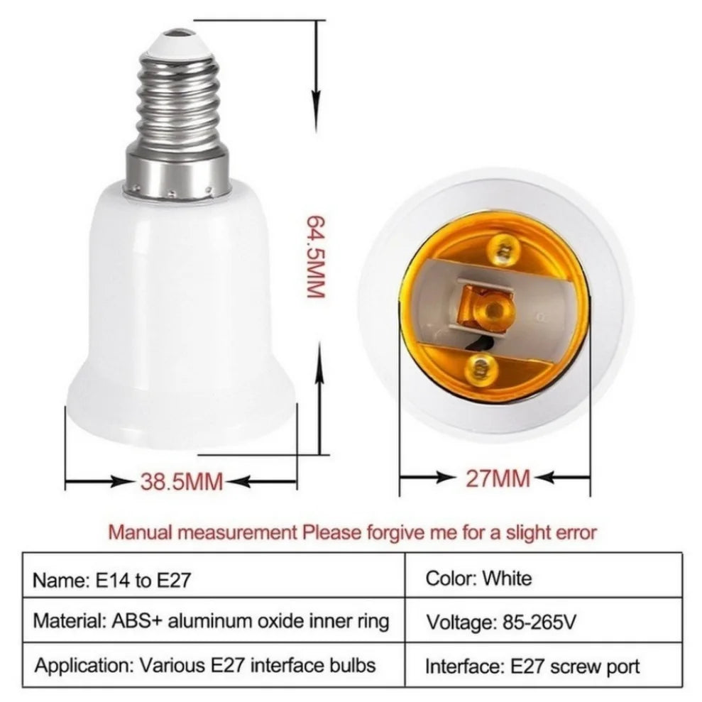 5-Pack E14 to E27 Bulb Socket Adapter Converter | White Lamp Socket Adapter HIP