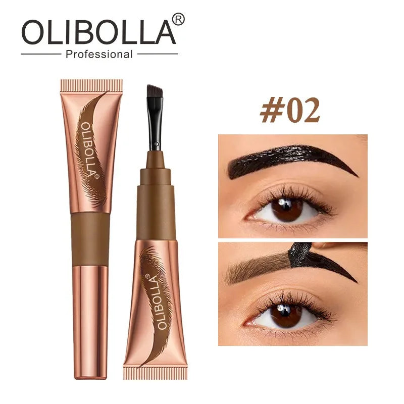 2 In 1 Last Up To 5 Day Tear-off Eyebrow Dyeing Cream With Brush-Waterproof Film-form Natural Wild Eyebrow Makeup Semi-permanent HIP 02