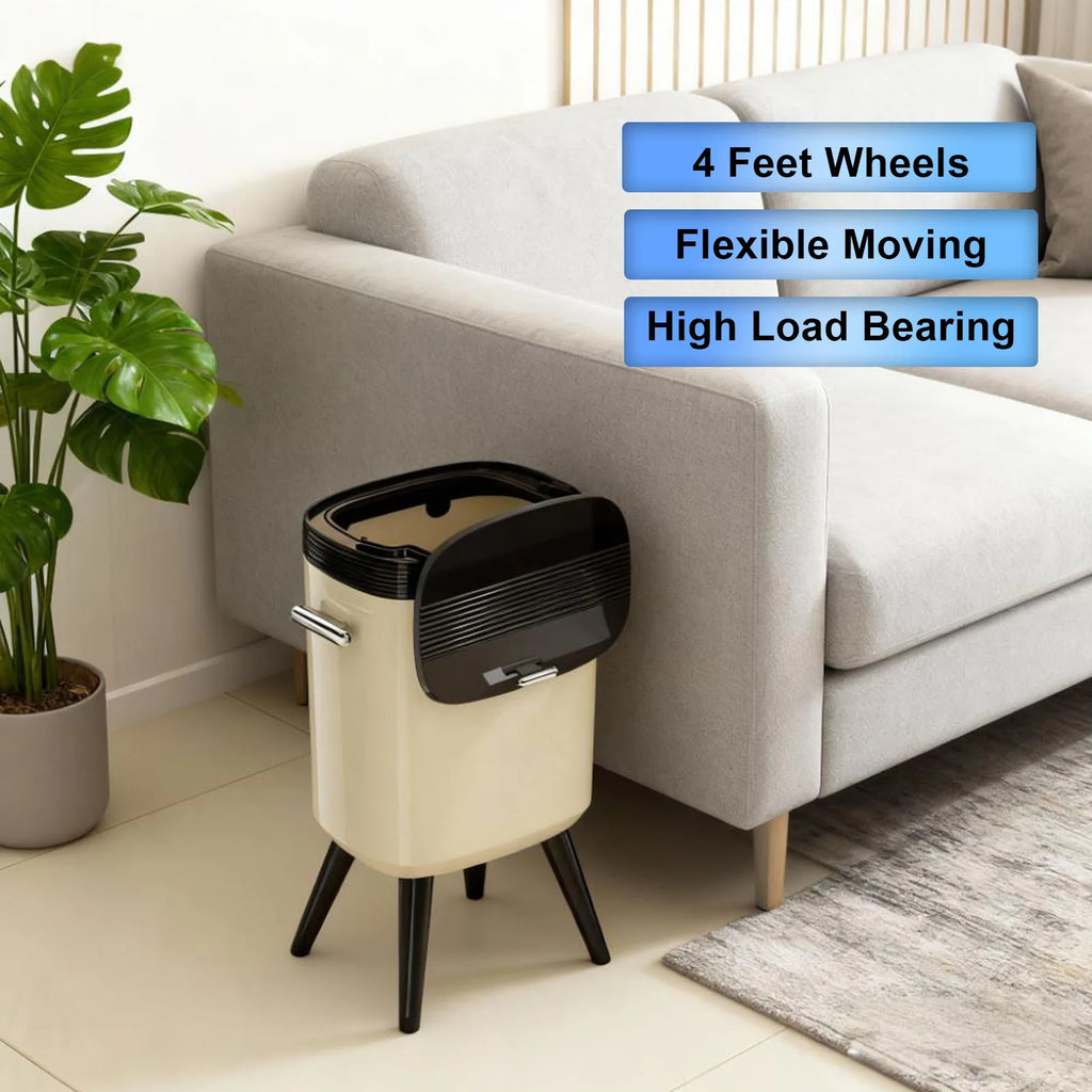 Tall Trash Can with Wheel Legs 15L Large Capacity Narrow Garbage Can for Kitchen Bathroom Living Room Narrow Garbage Can HIP