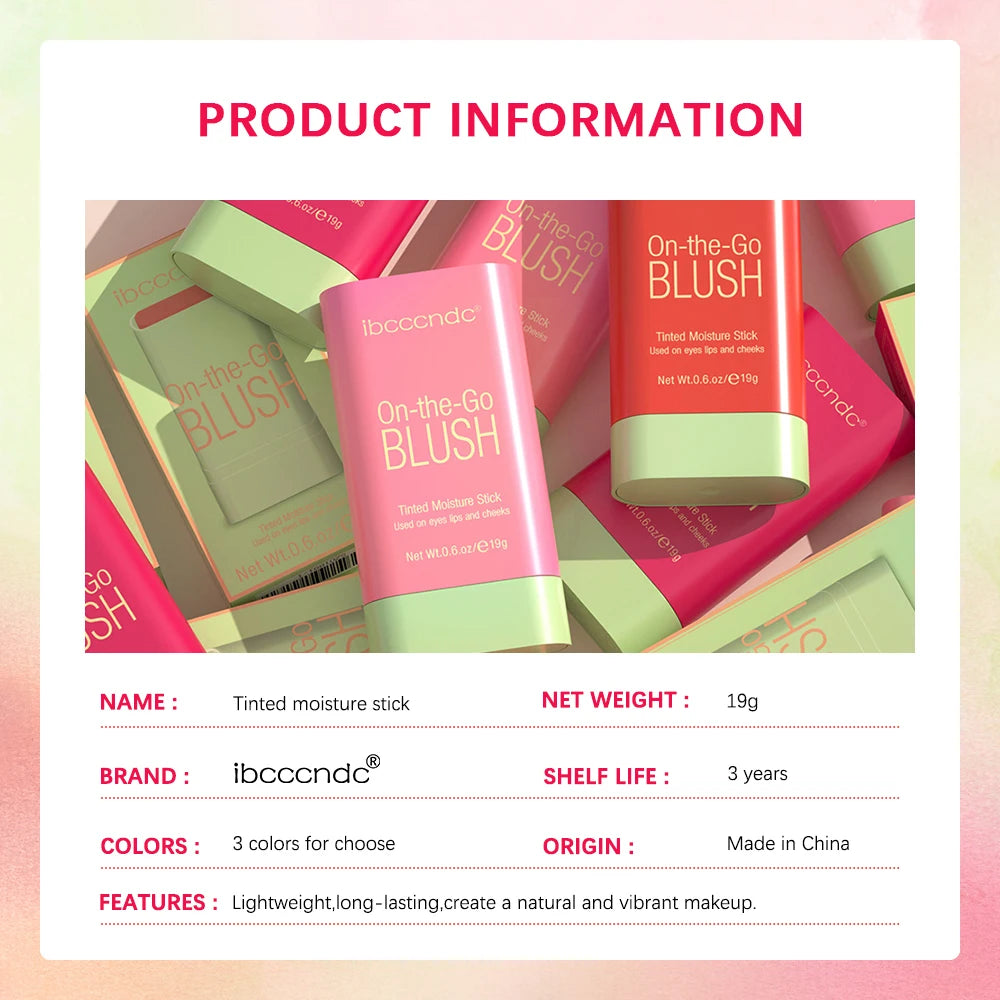 2Pcs Cream Blush Stick and Liquid Highlighter Multi Functional Easy To Color Waterproof High Pigment Brightening Skin Makeup HIP