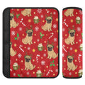2-Pack Flannel Seat Belt Covers – Christmas Pug Pattern Seat Belt Cover HIP black
