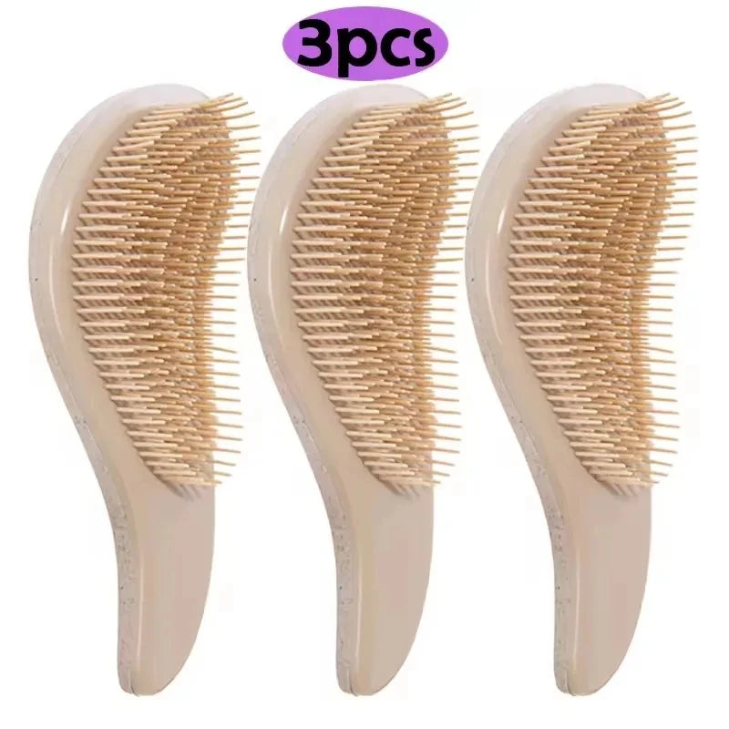 T-Shape Wheat Straw Comb Set – Anti-Static Detangling Hair Comb Set HIP C689-Beige 3pcs