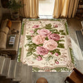 French Vintage Pink Rose Floral Rug – Non-Slip Floor Mat Floral Area Rug HIP 4 50x80-Felt