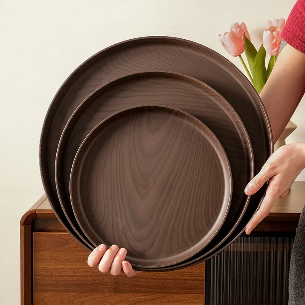 Round Imitation Wood Serving Tray – 4 Sizes | Decorative Decorative Serving Tray HIP