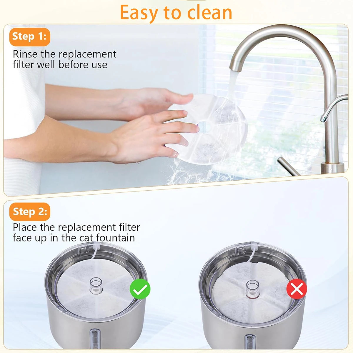 Cat Water Fountain Replacement Filter,6Pcs Filter Elements & 6Pcs Sponges,Suitable for Cat and Dog Water Fountain Accessories HIP