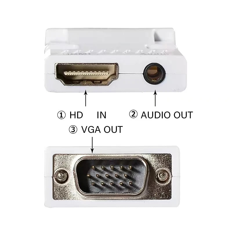 HDMI to VGA Adapter with 3.5mm Audio – 1080P FHD Converter Video Adapter HIP