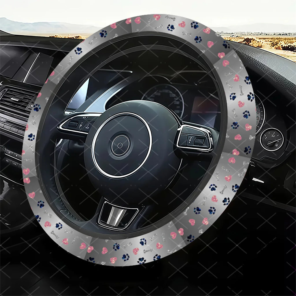 Paw Print & Bone Steering Wheel Cover – Cars, SUVs & Trucks Steering Wheel Cover HIP
