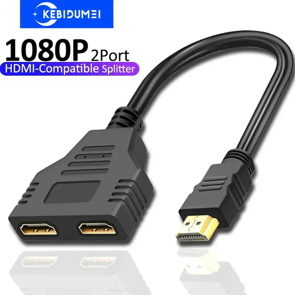 HDMI 1-in-2-Out Splitter Adapter – 1080p Dual Output Cable HDMI Splitter Adapter HIP
