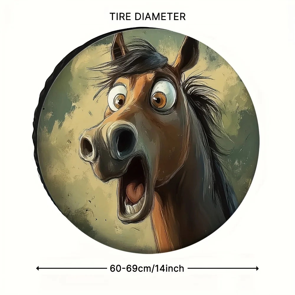 Funny Horse Face Spare Tire Cover – Universal Polyester Fit Spare Tire Cover HIP